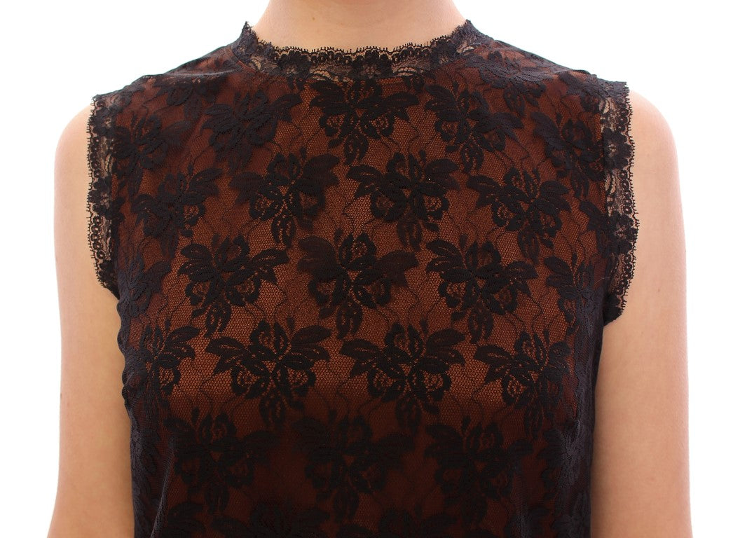 Dolce & Gabbana Orange floral lace shift dress