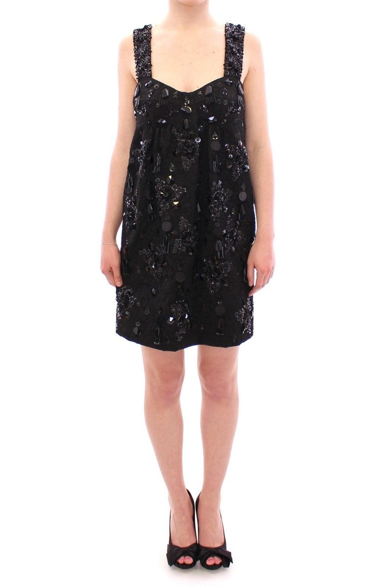 Dolce & Gabbana Black floral crystal embedded dress