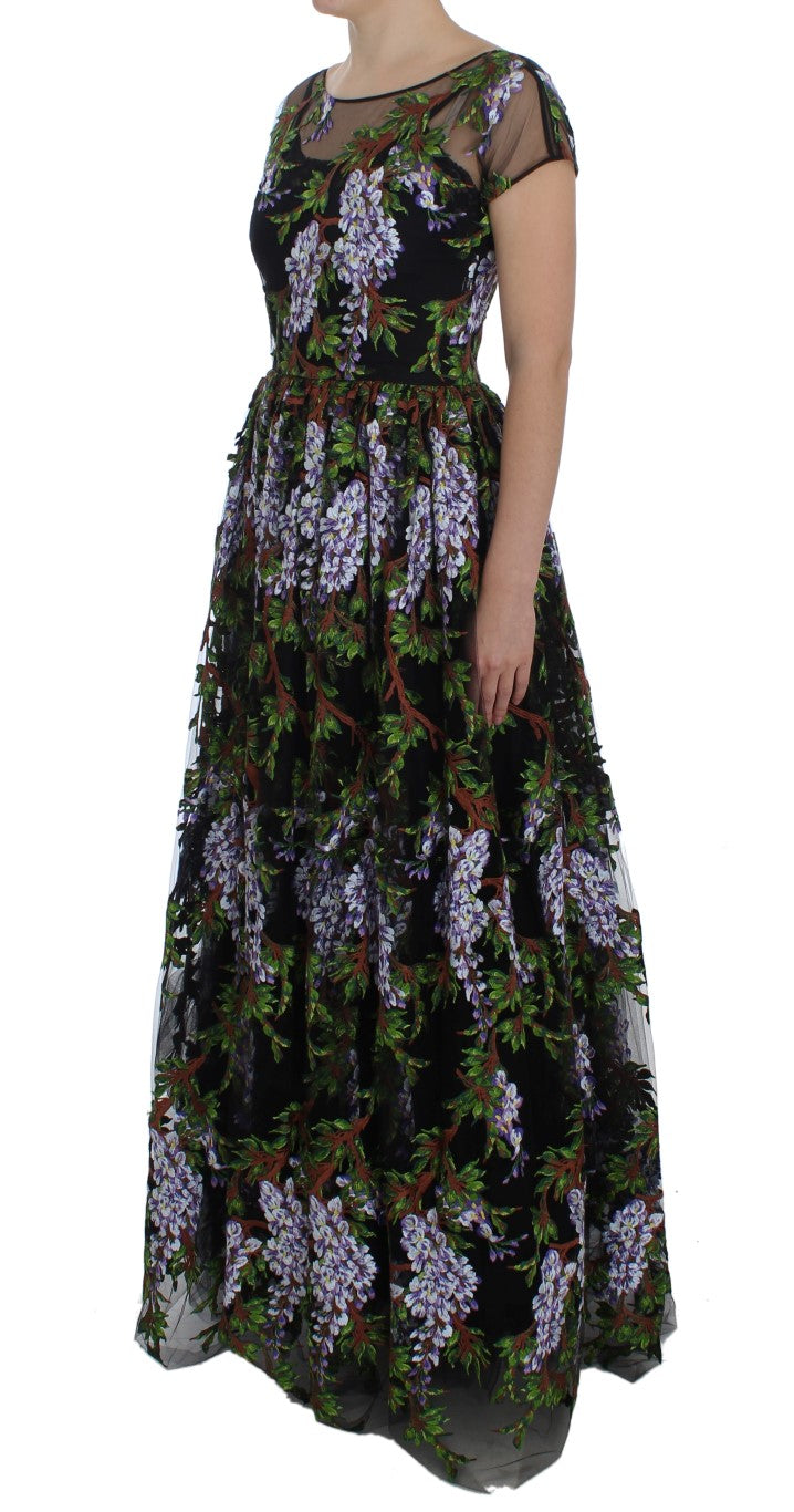 Dolce & Gabbana Black Floral Embroidered Full Maxi Dress