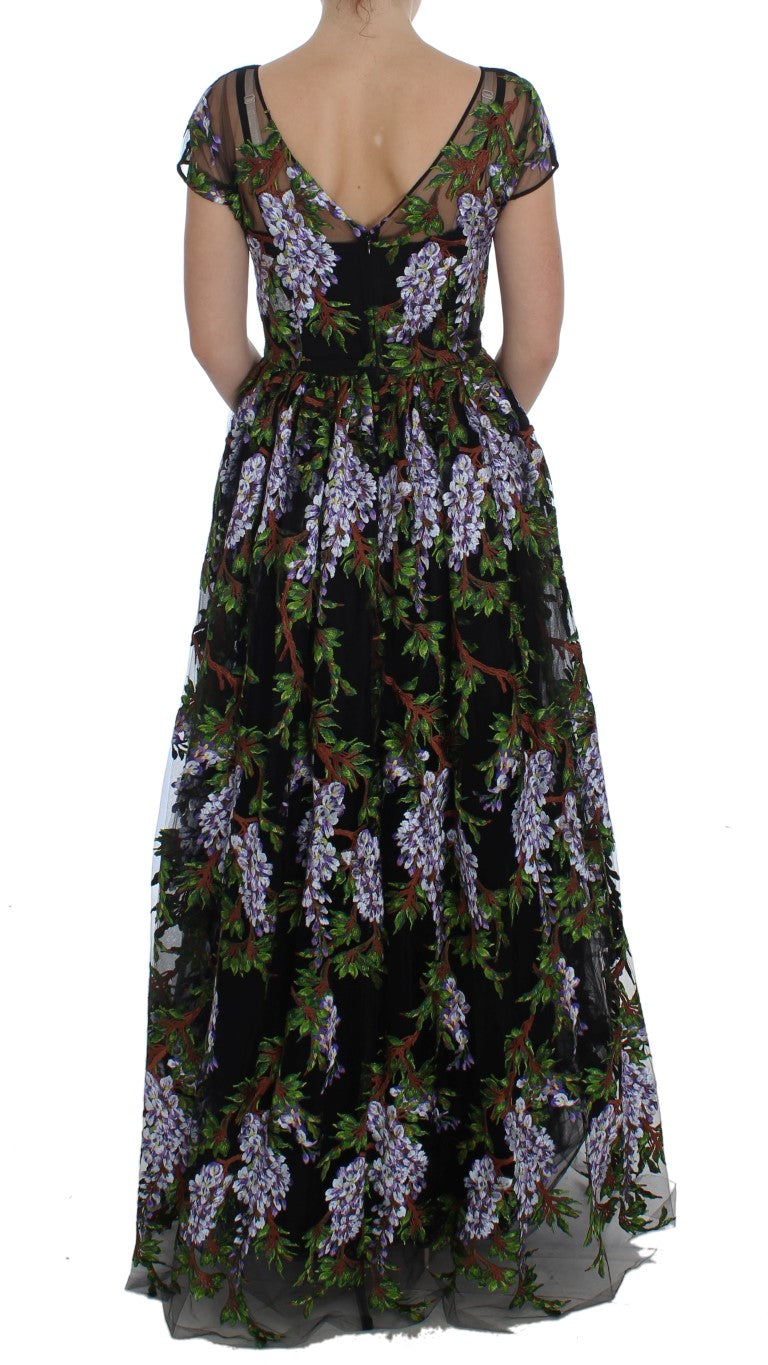 Dolce & Gabbana Black Floral Embroidered Full Maxi Dress