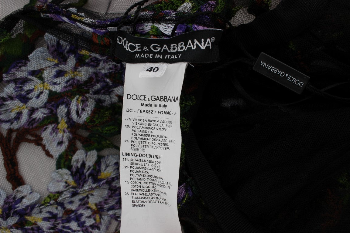 Dolce & Gabbana Black Floral Embroidered Full Maxi Dress