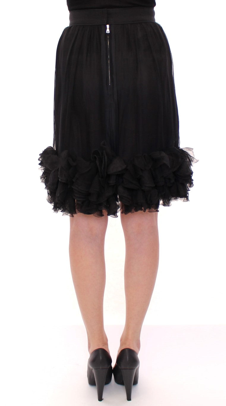 Dolce & Gabbana Black Silk Transparent Above Knees Skirt