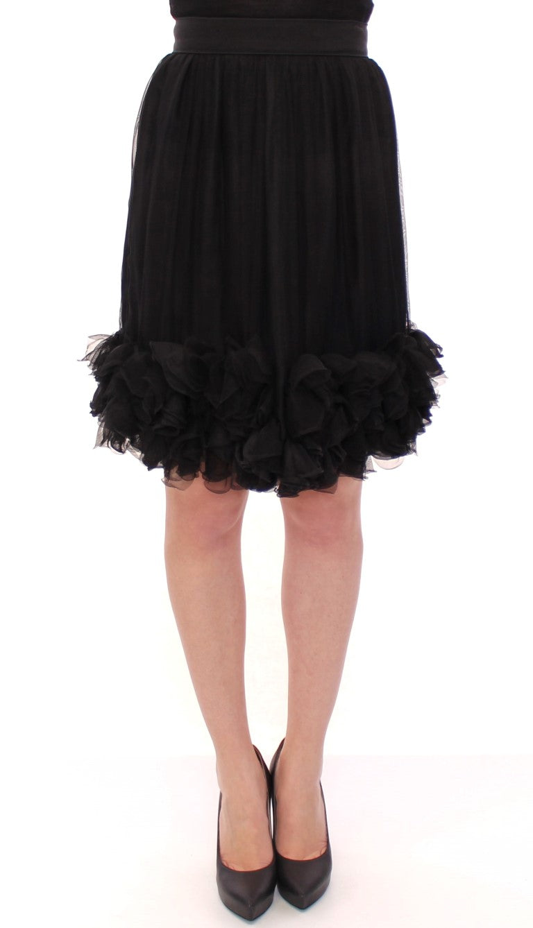 Dolce & Gabbana Black Silk Transparent Above Knees Skirt