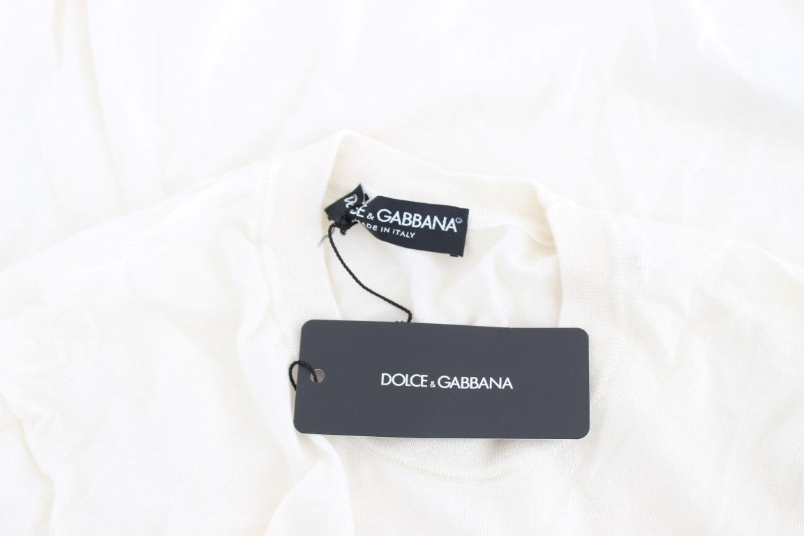 Dolce & Gabbana White 100% Cashmere Sweater