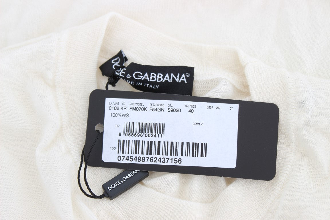 Dolce & Gabbana White 100% Cashmere Sweater