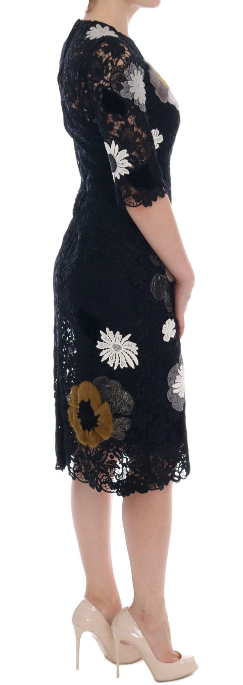 Dolce & Gabbana Black Floral Lace Floral Sicily Dress