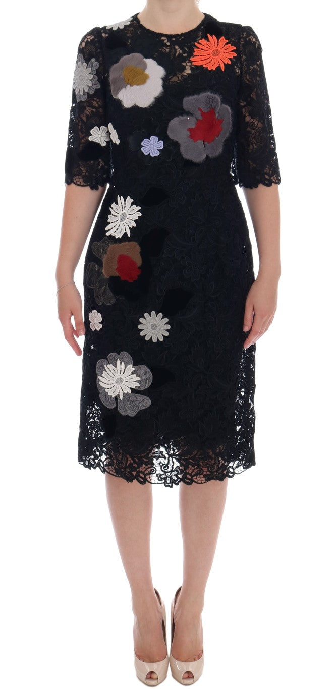 Dolce & Gabbana Black Floral Lace Floral Sicily Dress