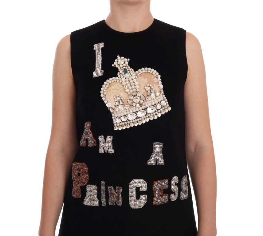 Dolce & Gabbana Black I AM A PRINCESS Crystal Shift Dress