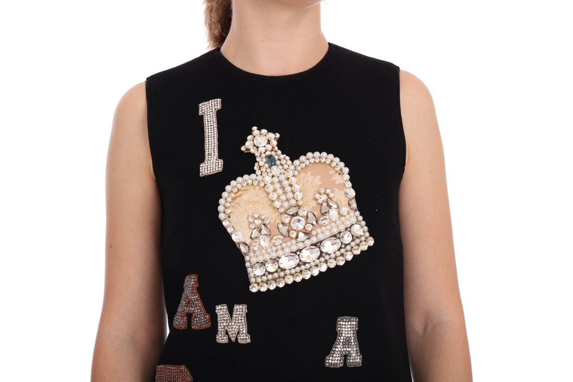 Dolce & Gabbana Black I AM A PRINCESS Crystal Shift Dress