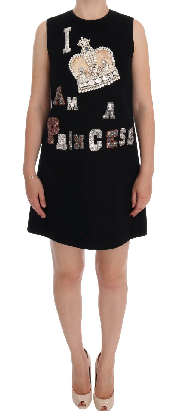 Dolce & Gabbana Black I AM A PRINCESS Crystal Shift Dress