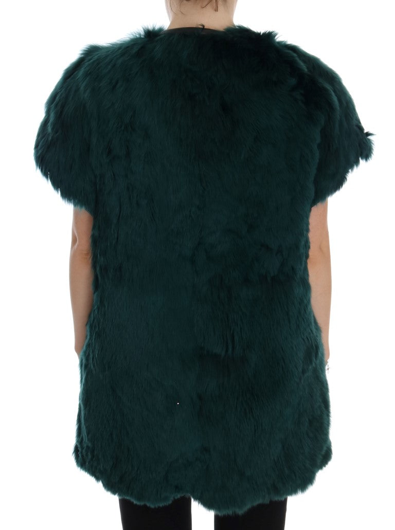 Dolce & Gabbana Green Alpaca Fur Vest Sleeveless Jacket