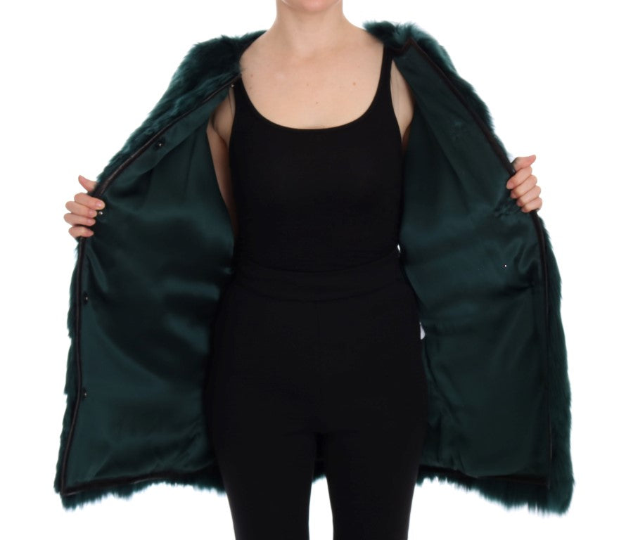 Dolce & Gabbana Green Alpaca Fur Vest Sleeveless Jacket