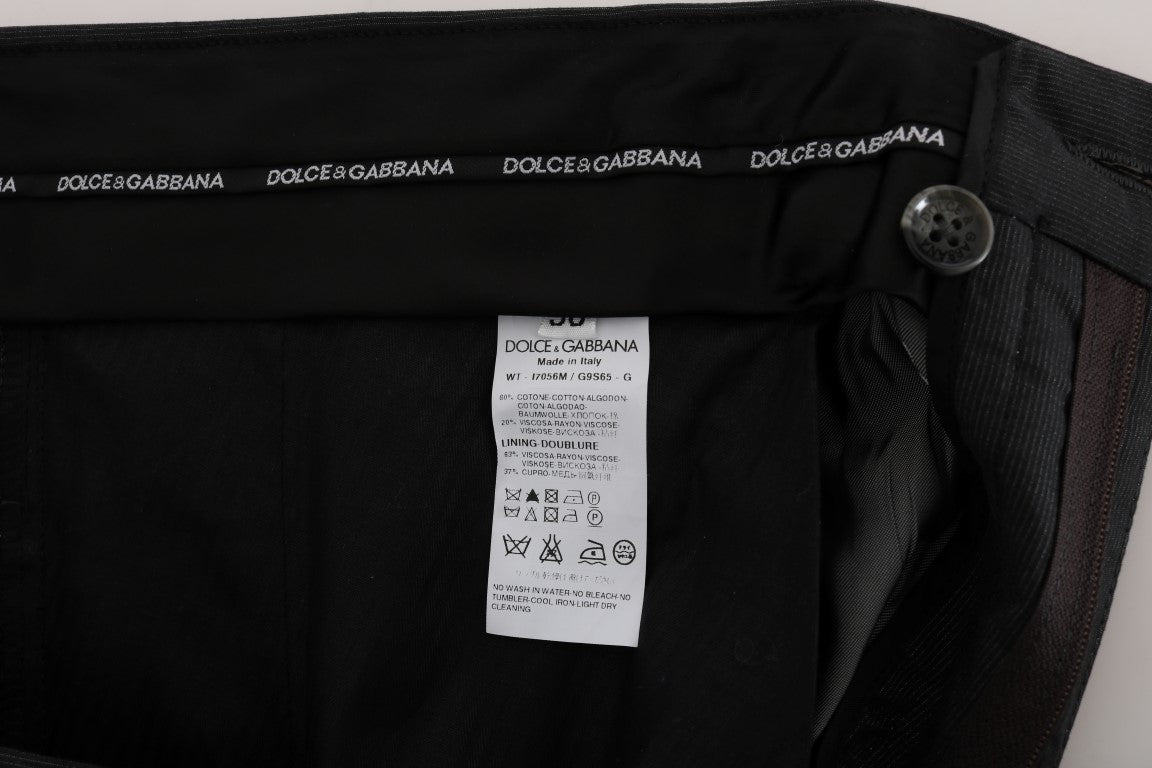 Dolce & Gabbana Gray Striped Cotton Pants