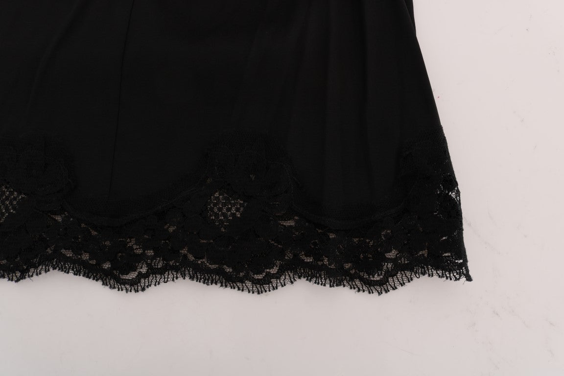 Dolce & Gabbana Black Floral Cutout Lace A-Line Skirt