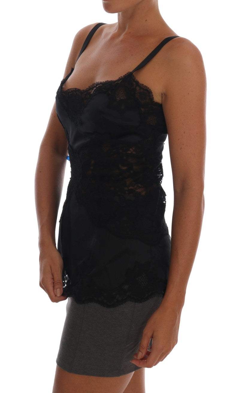 Dolce & Gabbana Black Silk Stretch Lace Top