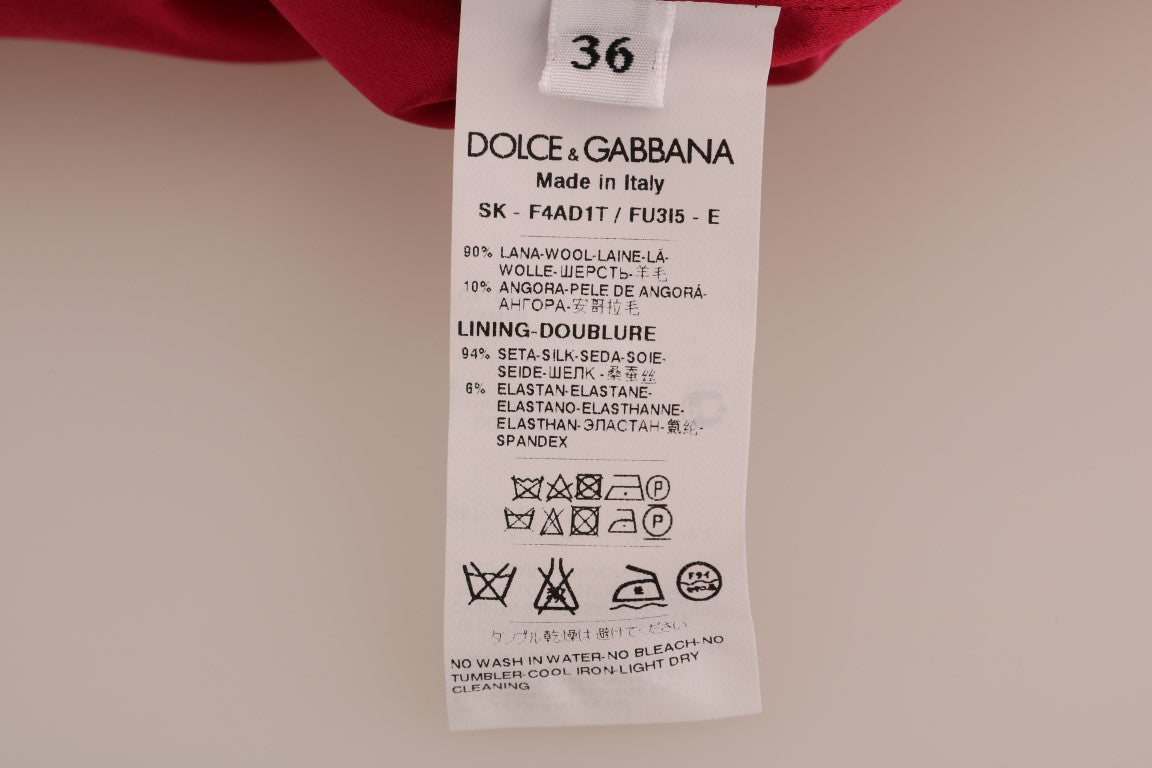 Dolce & Gabbana Pink Wool Knee Long A-Line Skirt