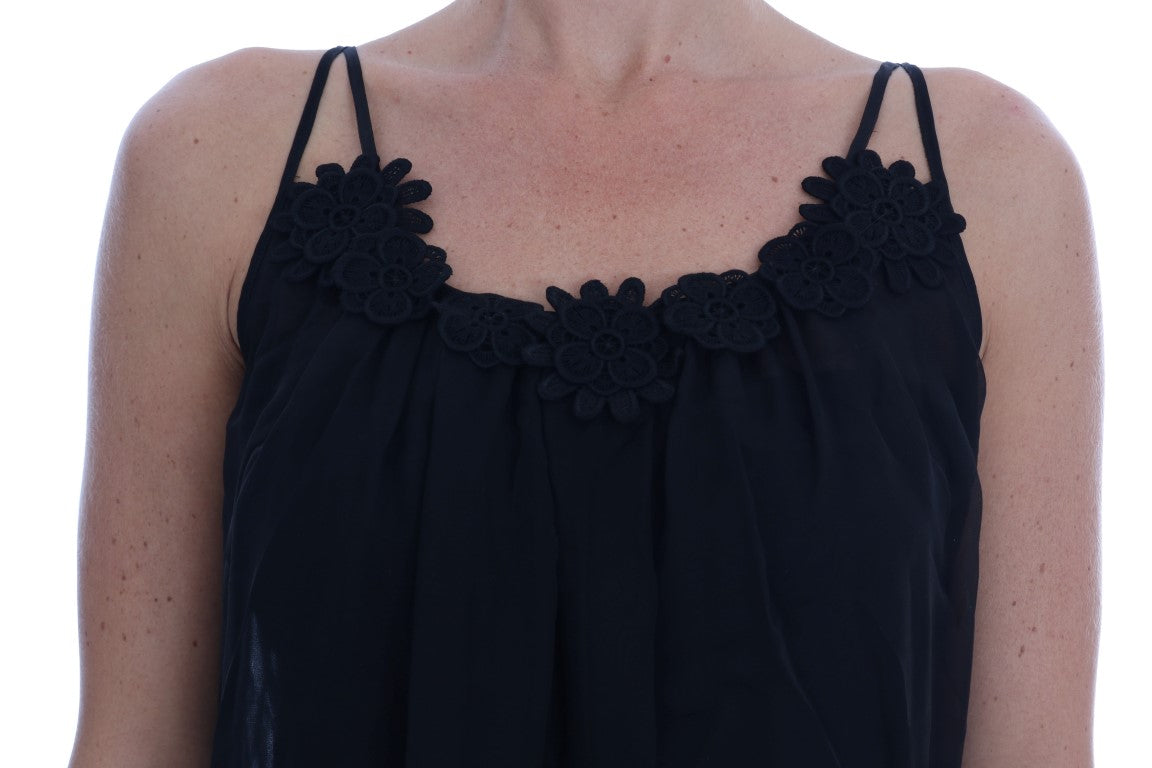 Dolce & Gabbana Black Silk Lace Chemise Dress