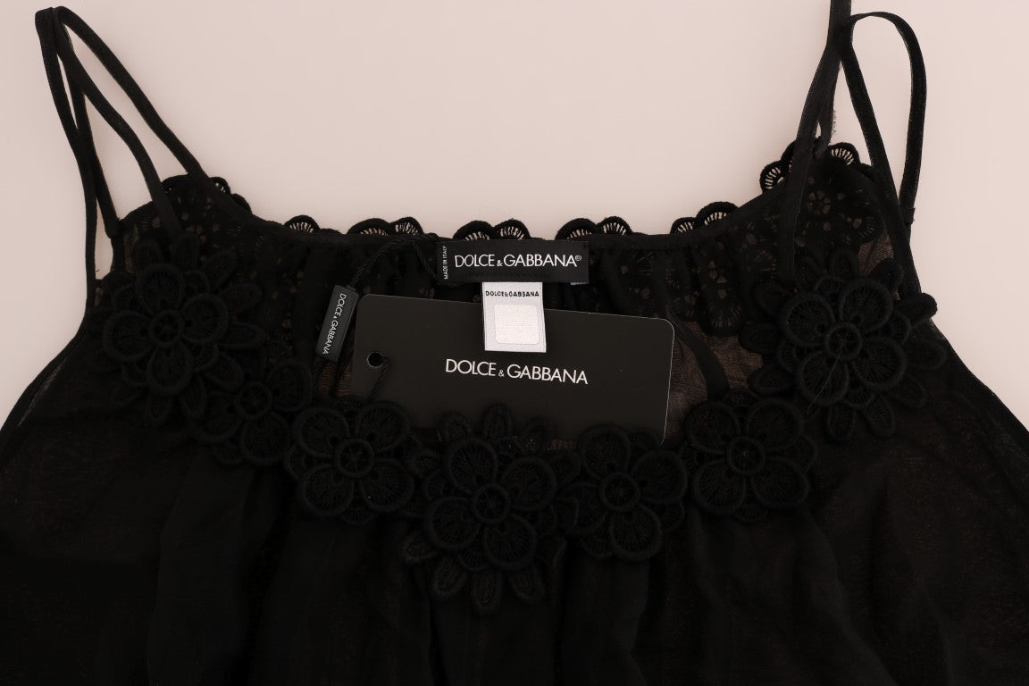 Dolce & Gabbana Black Silk Lace Chemise Dress