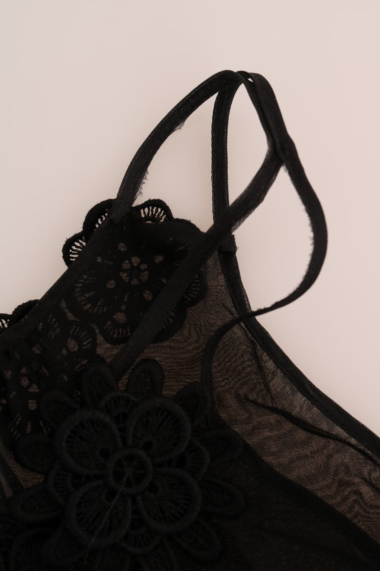 Dolce & Gabbana Black Silk Lace Chemise Dress