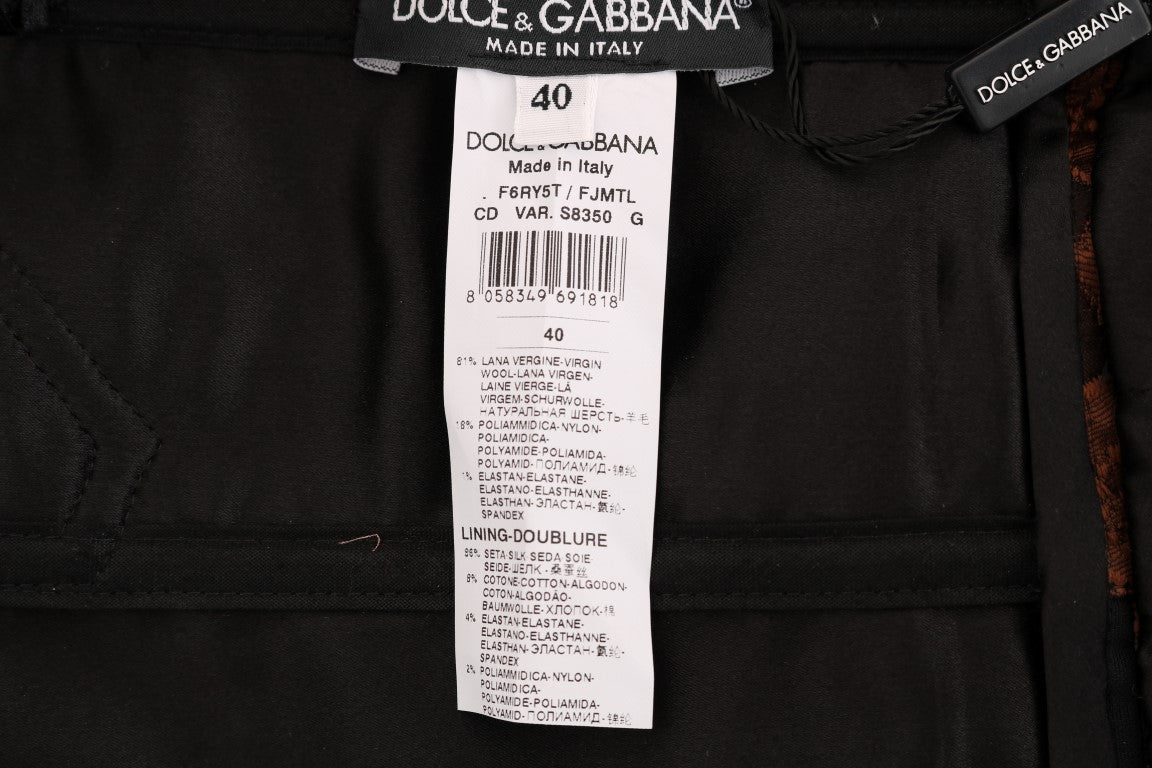 Dolce & Gabbana Black Brown Floral Brocade A-Line Dress