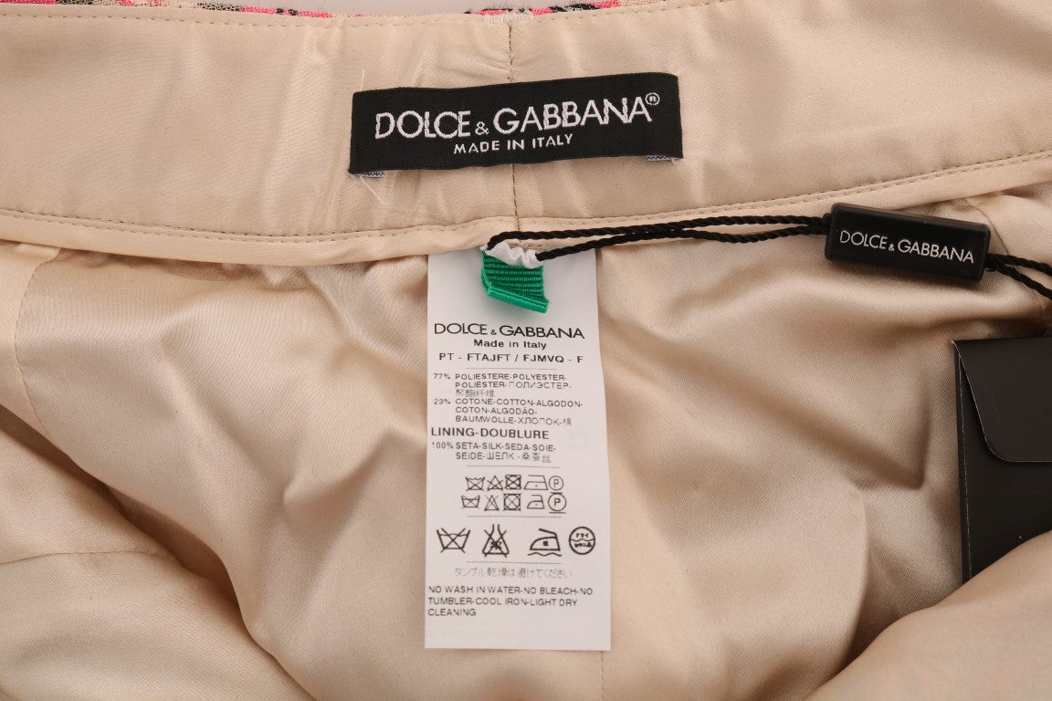 Dolce & Gabbana Pink Floral Brocade Capri Pants