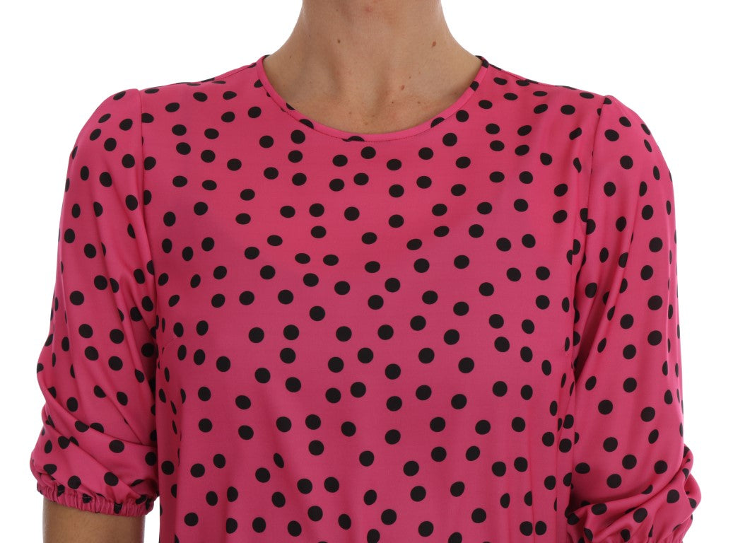 Dolce & Gabbana Pink Polka Dotted Silk Blouse