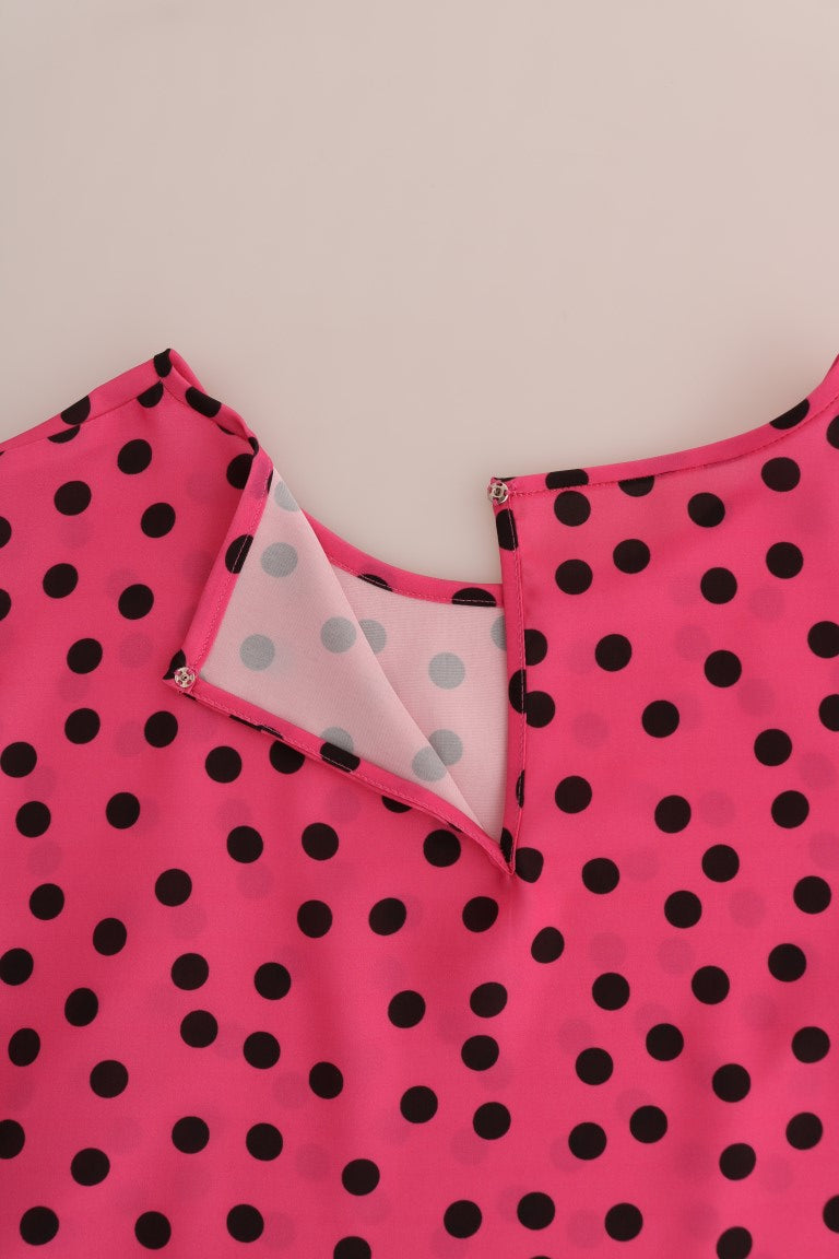 Dolce & Gabbana Pink Polka Dotted Silk Blouse