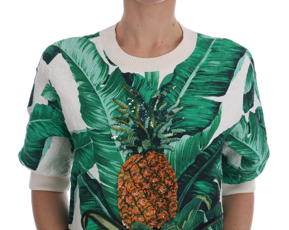 Dolce & Gabbana Pineapple Banana Sequins Crewneck Sweater