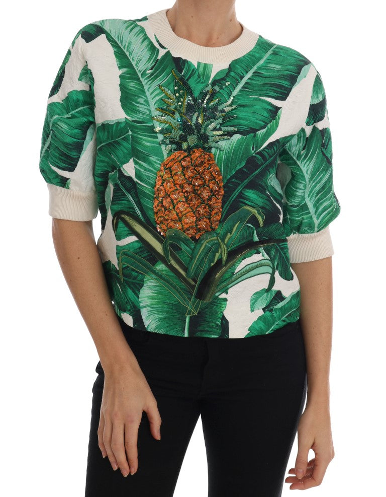 Dolce & Gabbana Pineapple Banana Sequins Crewneck Sweater