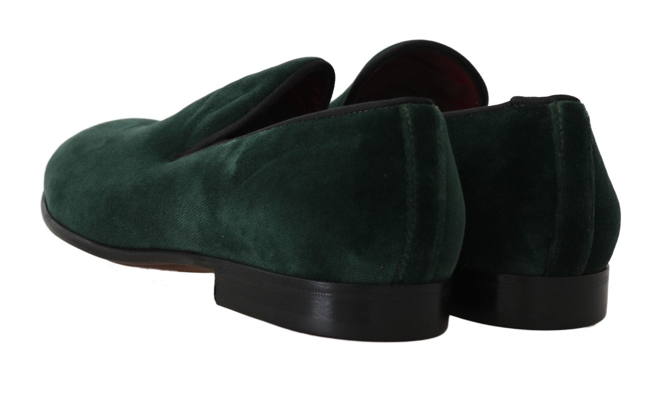 Dolce & Gabbana Green Suede Leather Slippers Loafers