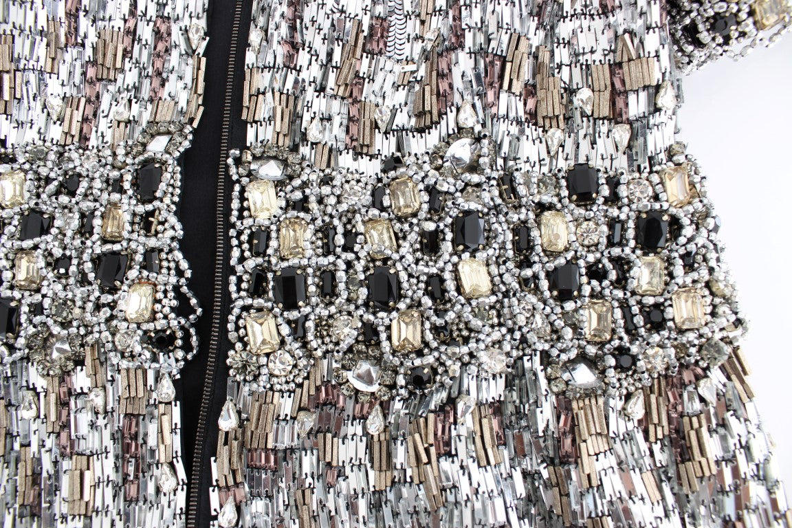 Dolce & Gabbana Crystal Silver Runway Handmade Dress