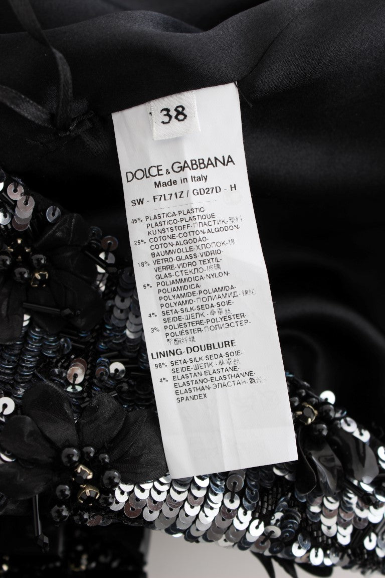 Dolce & Gabbana Black Clear Crystal Runway Blouse Top