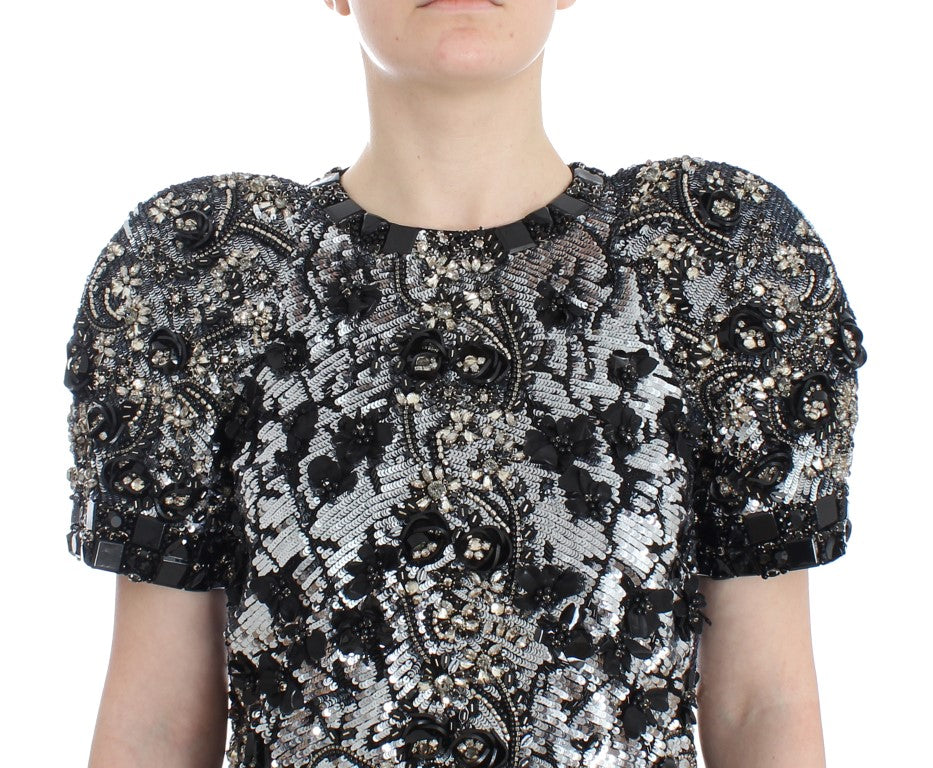 Dolce & Gabbana Black Clear Crystal Runway Blouse Top