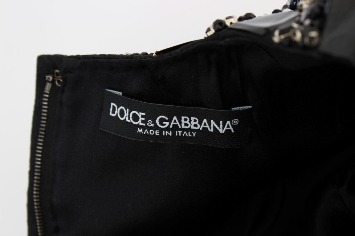 Dolce & Gabbana Black Clear Crystal Runway Blouse Top