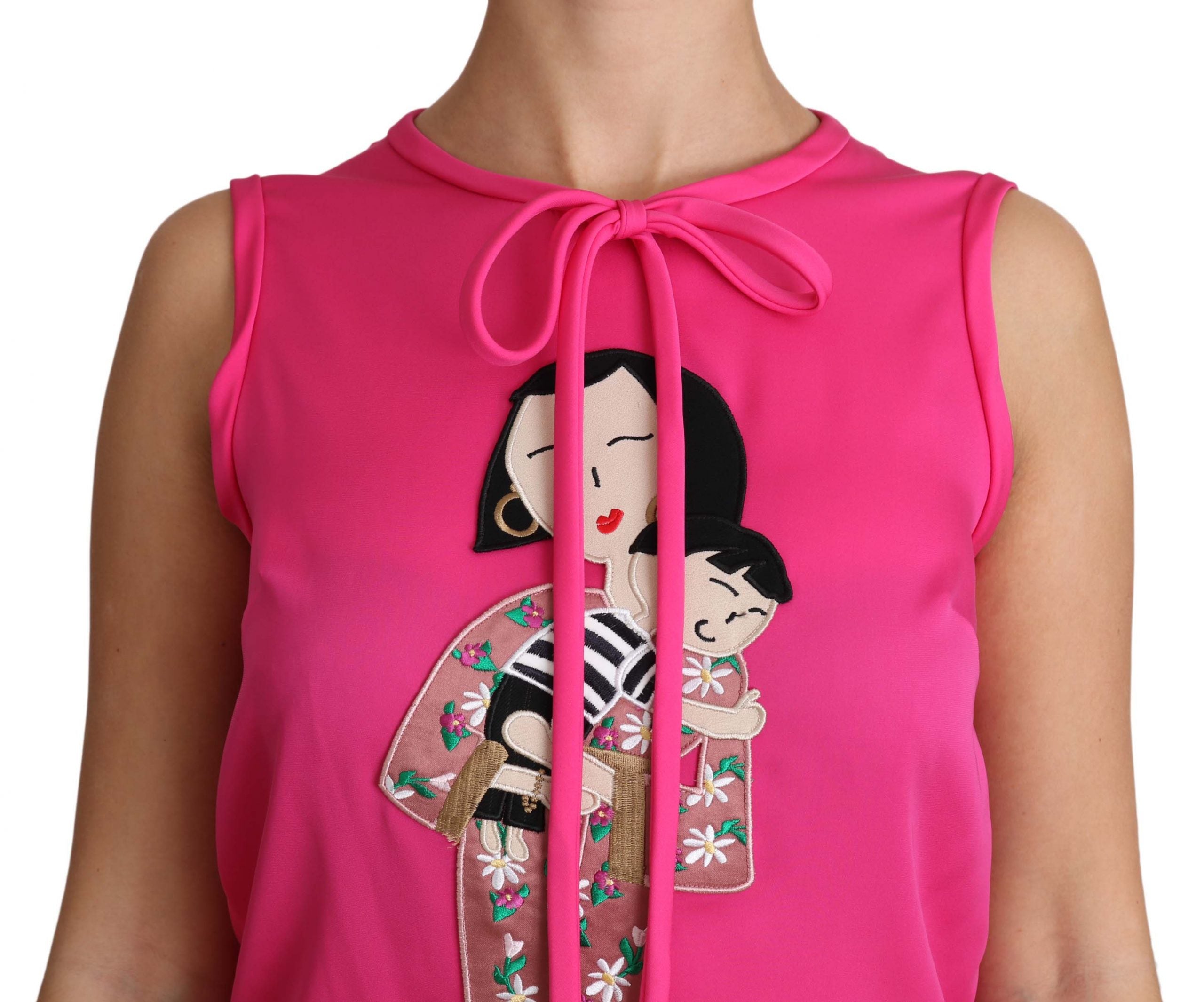 Dolce & Gabbana Pink Family Silk Tank  Mama Blouse Top Shirt