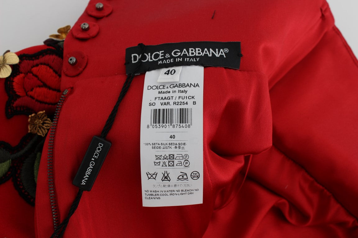 Dolce & Gabbana Red Silk Roses Sicily Shorts