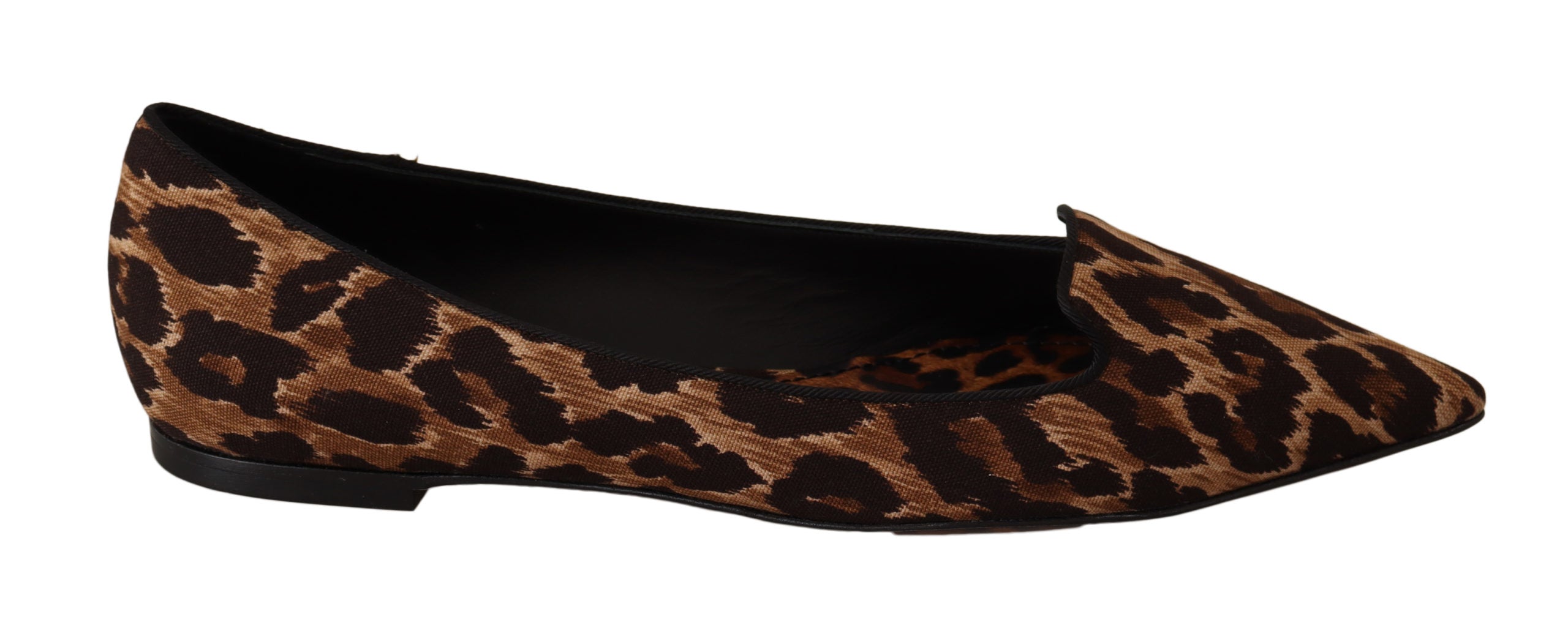 Dolce & Gabbana Brown Leopard Ballerina Flat Loafers Shoes