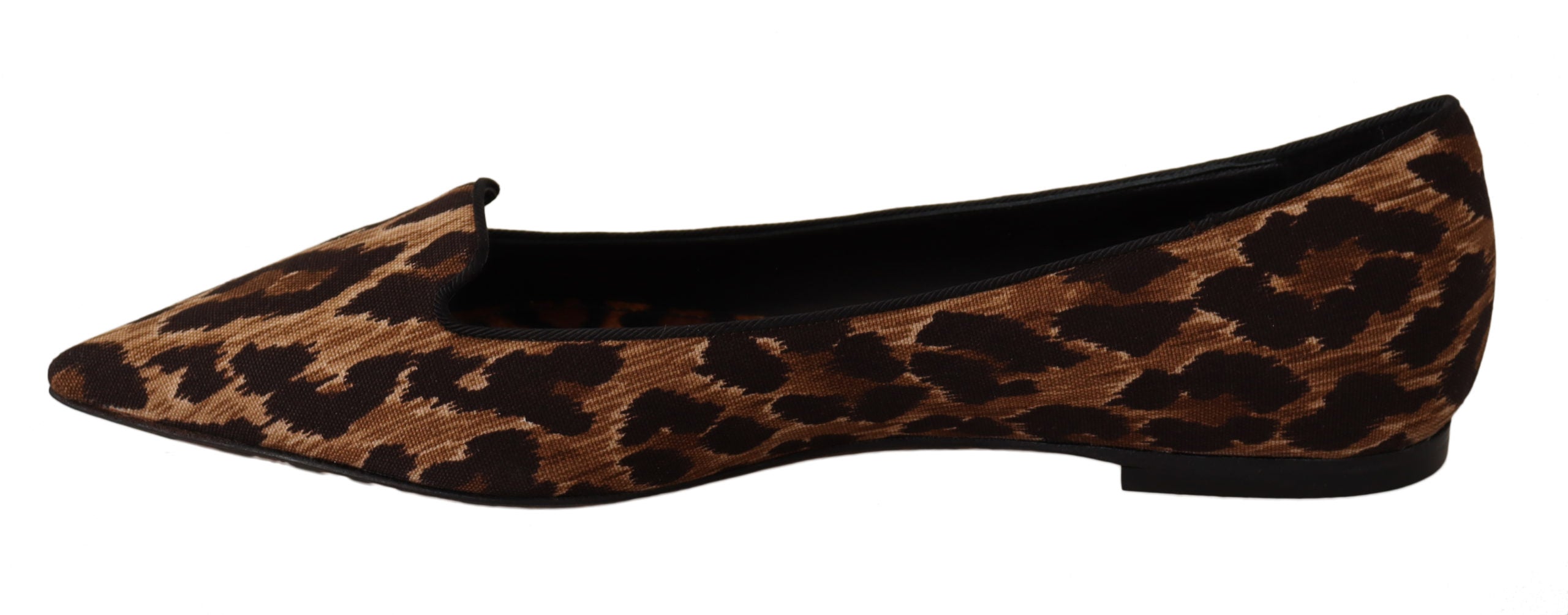 Dolce & Gabbana Brown Leopard Ballerina Flat Loafers Shoes