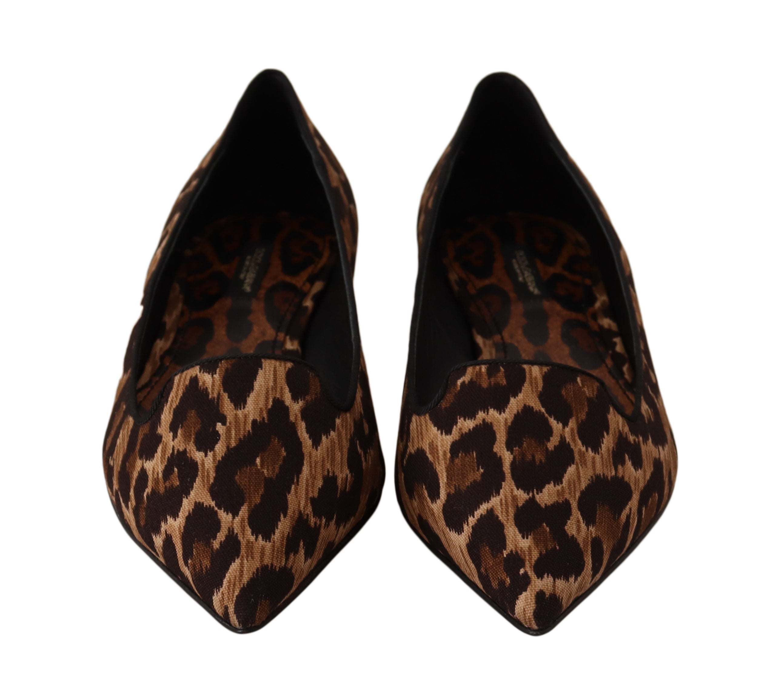 Dolce & Gabbana Brown Leopard Ballerina Flat Loafers Shoes