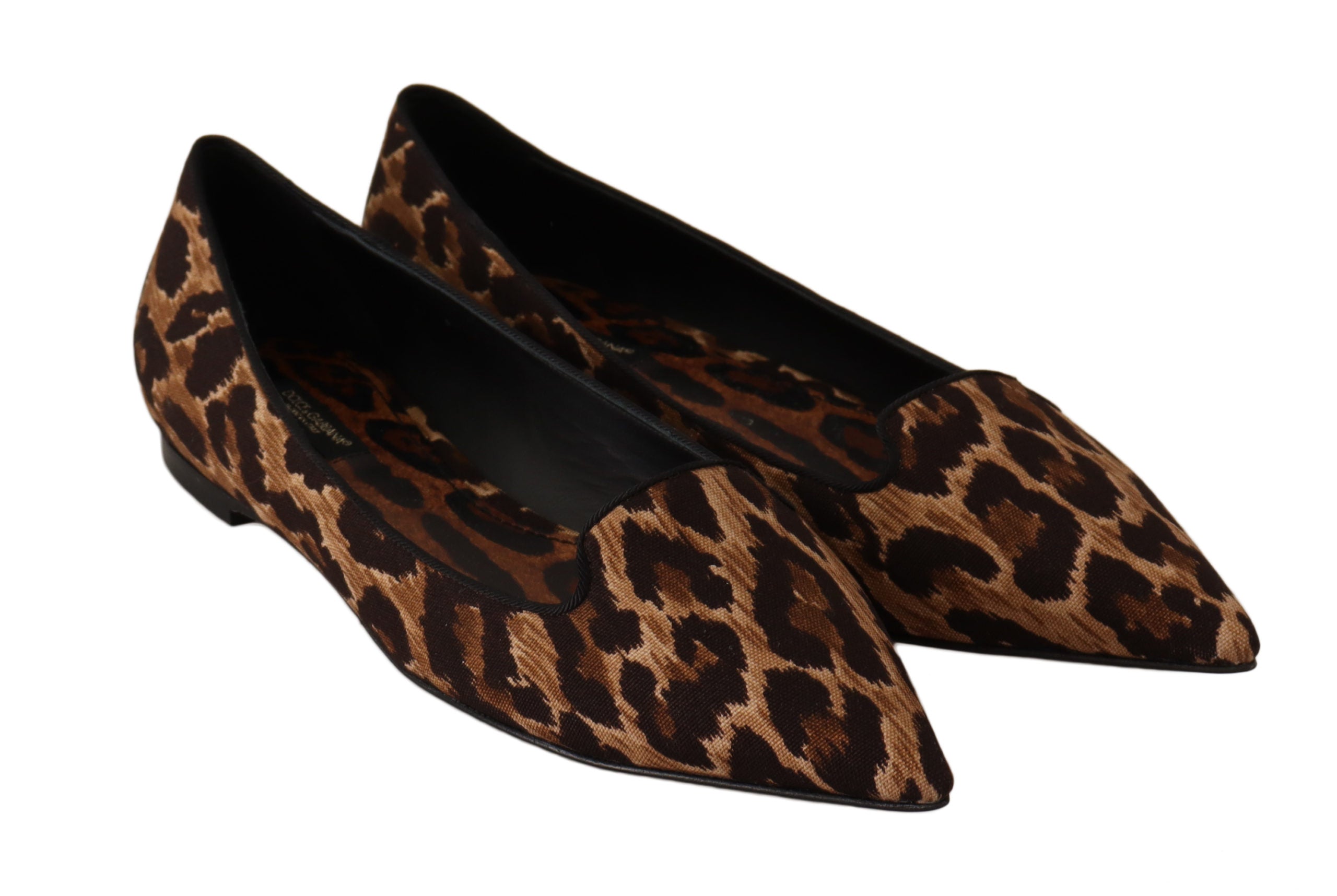 Dolce & Gabbana Brown Leopard Ballerina Flat Loafers Shoes