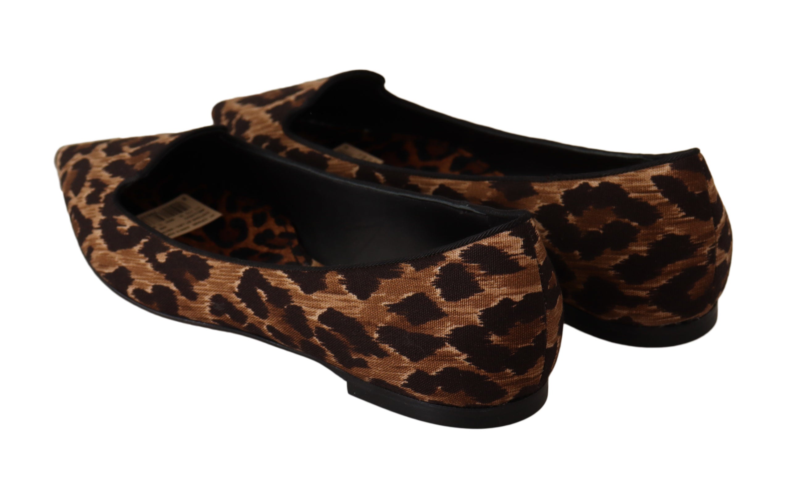 Dolce & Gabbana Brown Leopard Ballerina Flat Loafers Shoes