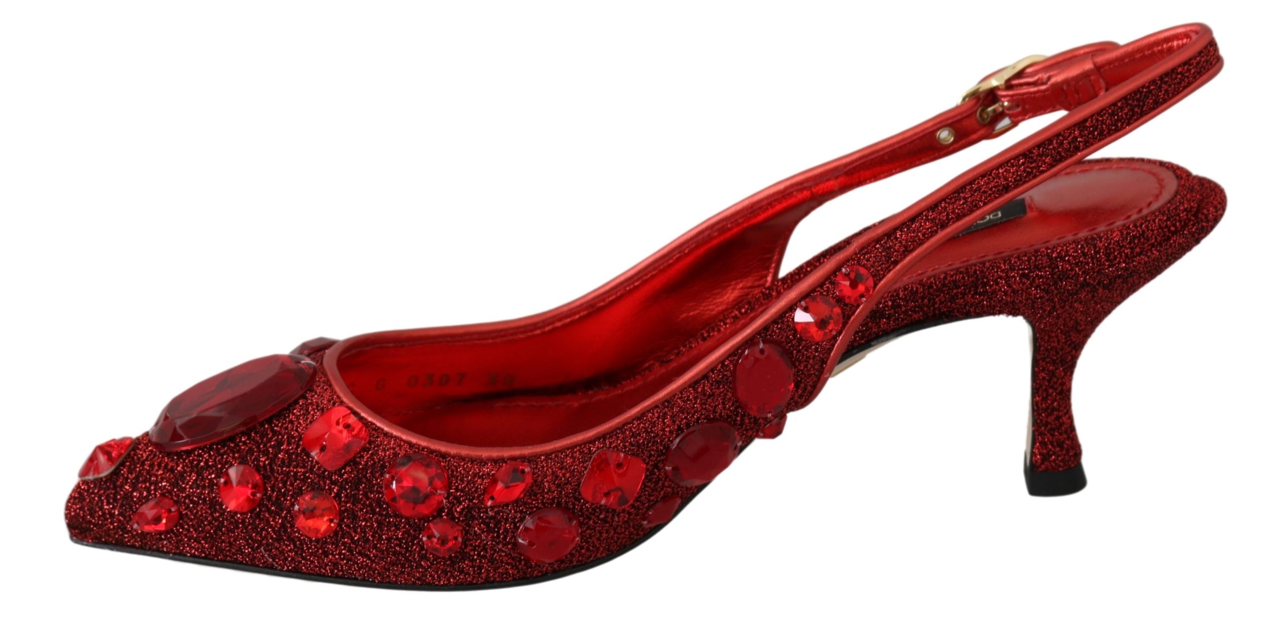 Dolce & Gabbana Red Crystal CHRISTMAS Slingbacks Shoes