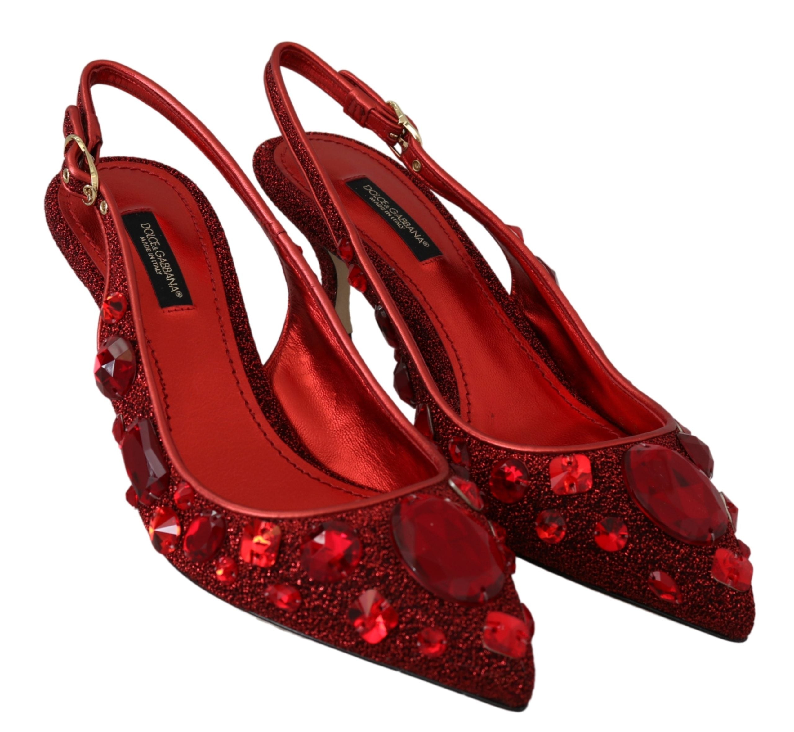 Dolce & Gabbana Red Crystal CHRISTMAS Slingbacks Shoes