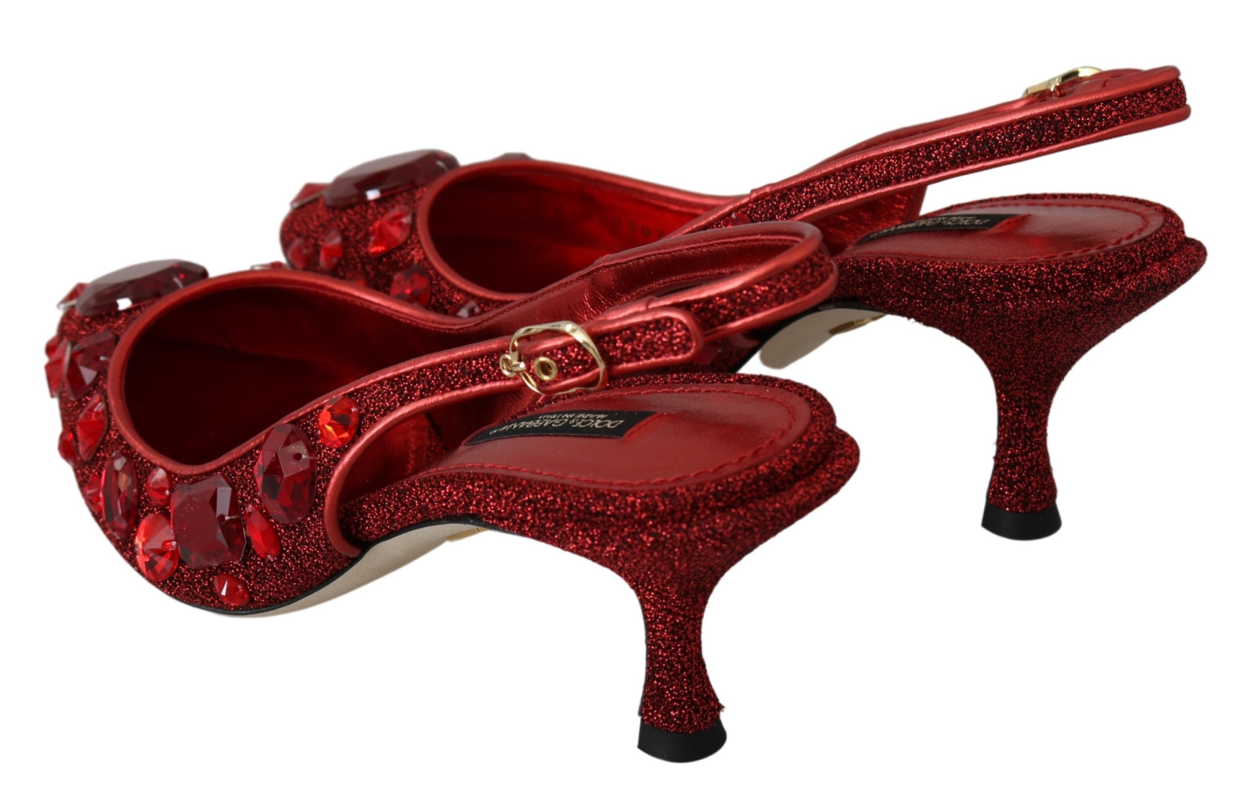 Dolce & Gabbana Red Crystal CHRISTMAS Slingbacks Shoes