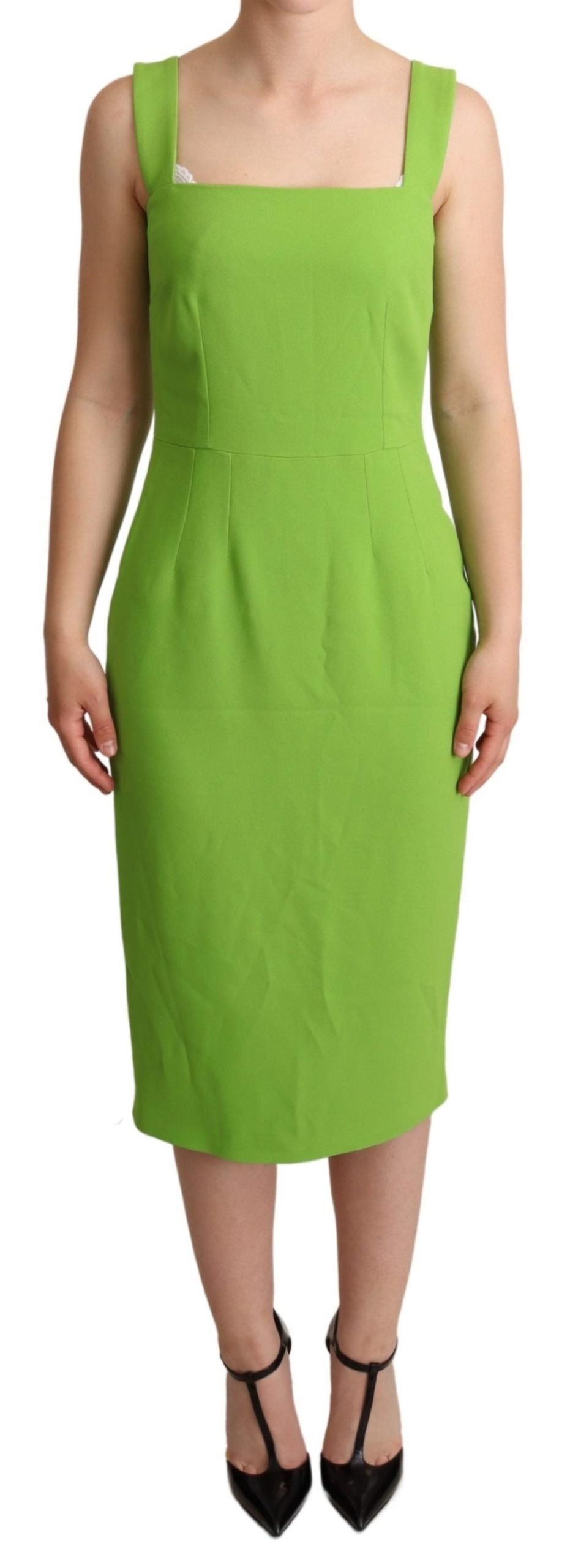 Dolce & Gabbana Green Square Slim Sheath Mid Length Dress