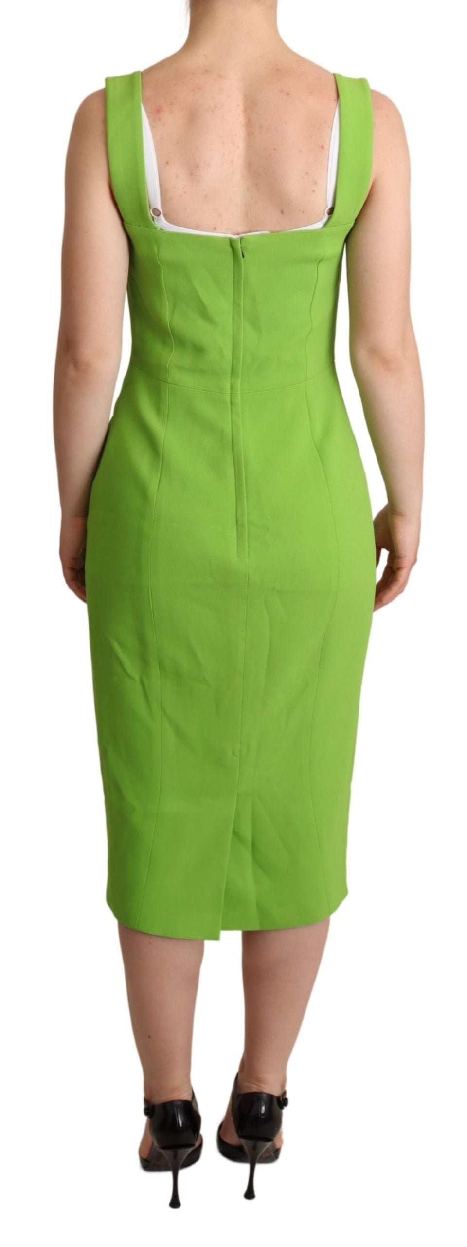 Dolce & Gabbana Green Square Slim Sheath Mid Length Dress