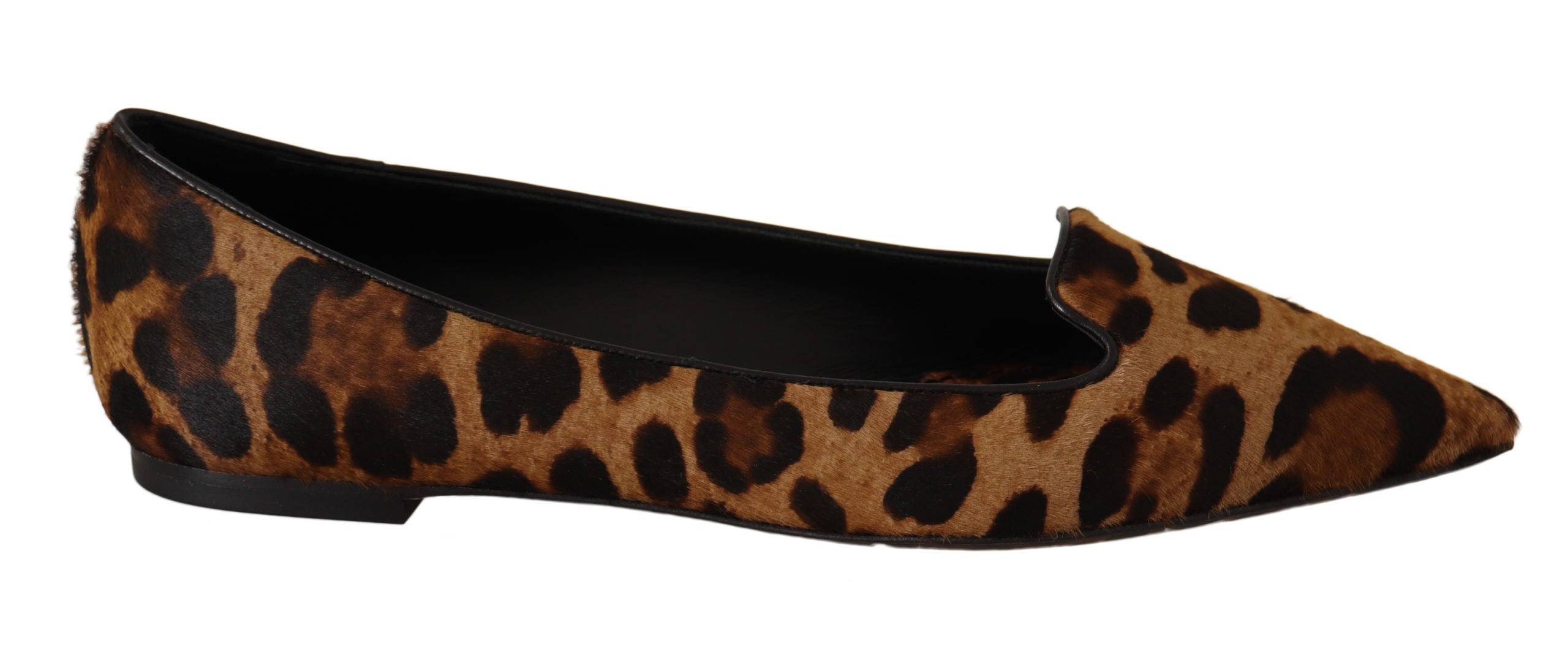 Dolce & Gabbana Brown Leopard Pony Hair Ballerina Loafers