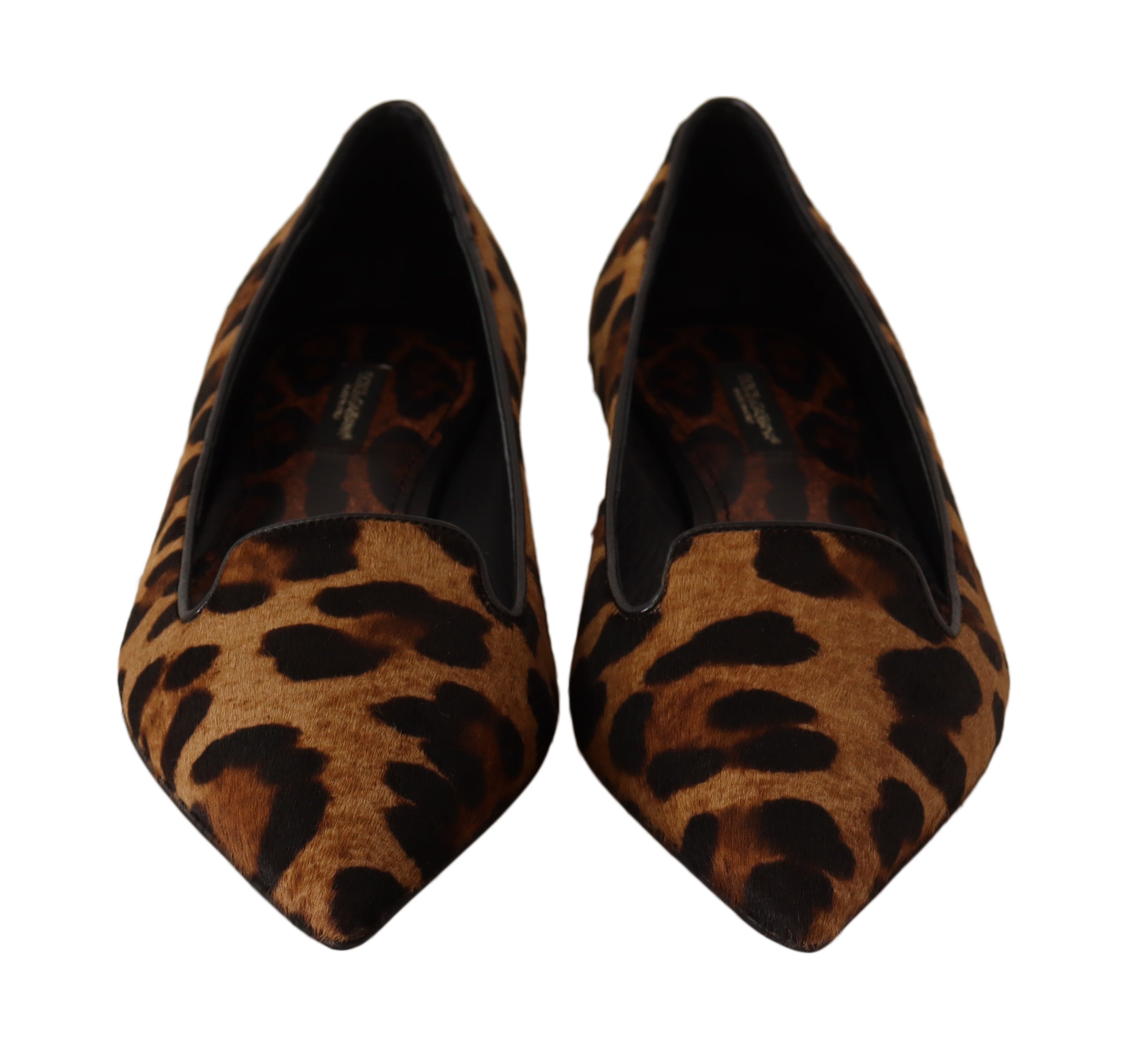 Dolce & Gabbana Brown Leopard Pony Hair Ballerina Loafers