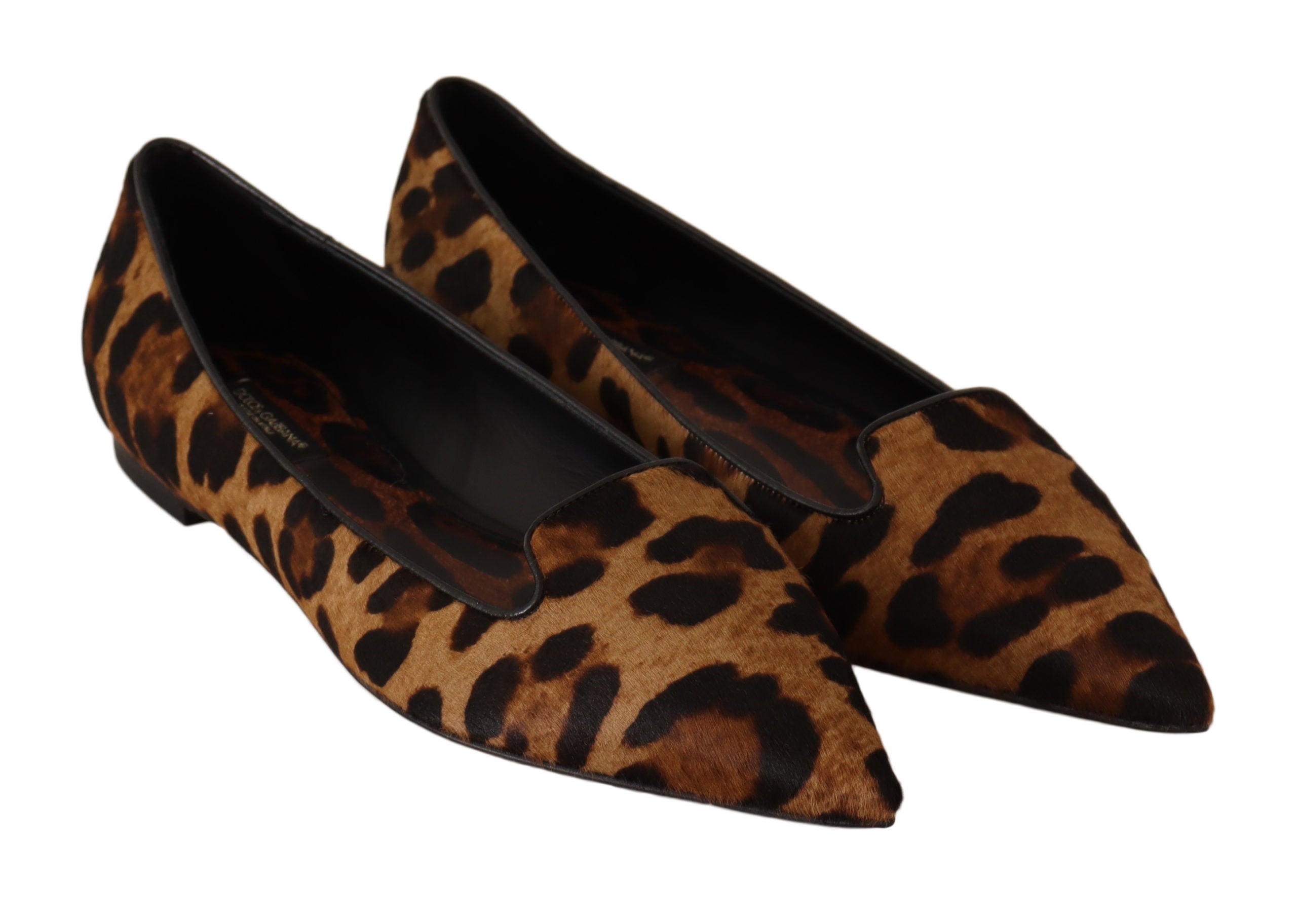 Dolce & Gabbana Brown Leopard Pony Hair Ballerina Loafers