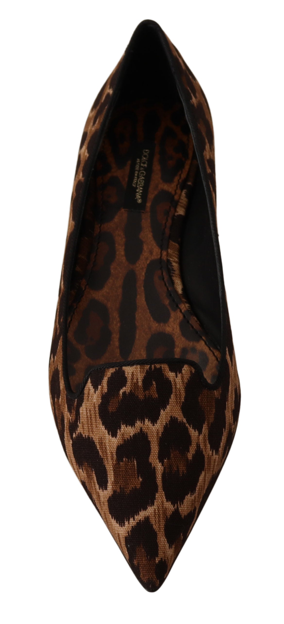 Dolce & Gabbana Brown Leopard Cotton Ballerina Loafers Shoes